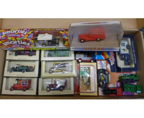 Twenty-one die-cast model vehicles, some boxed, mainly advertising 