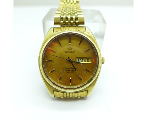 A gentleman's Omega Constellation Chronometer day date quartz wristwatch 