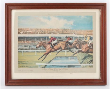 Red Rum 'Over the Water' - Limited edition print signed by the artist Neil Cawthorne and the jockey Tommy Stack, 238/800, fra