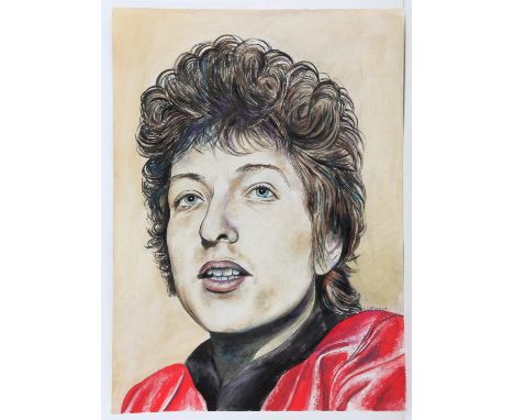 Bob Dylan - Original painted artwork by John Judkins, signed & dated 69, flat, 50 x 70 cm. Provenance: I Was Lord Kitchener's