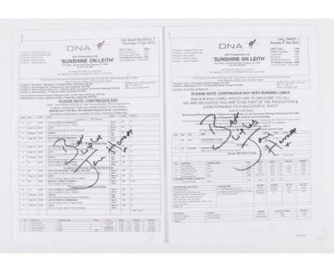 Jane Horrocks - Sunshine on Leith, Two Call Sheets signed to the front by Jane Horrocks. All proceeds donated to Marie Curie.