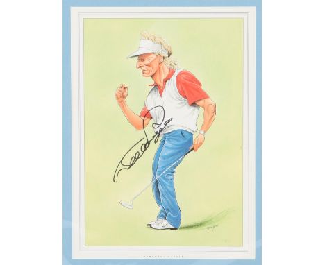 Golf - Bernhard Langer signed print, mounted, 32 x 40 cm. Provenance: The vendor is an autograph collector and collected this