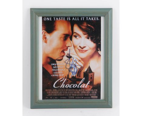 Johnny Depp signed Chocolat print, framed, 24 x 28 cm. 
