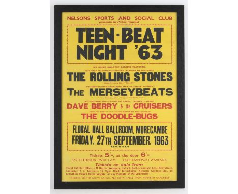 The Rolling Stones - Teen Beat concert poster for The Rolling Stones and The Merseybeats at The Floral Hall Ballroom in Morec