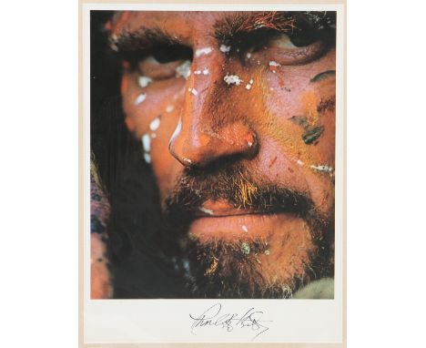 Charlton Heston - Large signed photo print of the famous actor, mounted, 38 x 49 cm. Provenance: The vendor is an autograph c