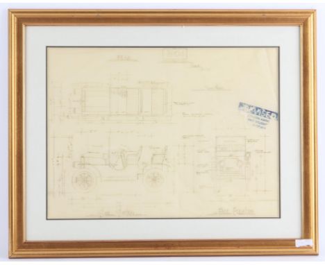Citizen Kane (1941) A mounted and framed original blueprint / technical drawing, depicting a 1906 automobile, stamped 'Citize