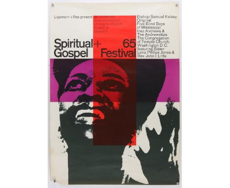 Spiritual and Gospel Festival 1965, Original concert poster, rolled, 23.5 x 33 inches. Provenance: The vendor worked at the M