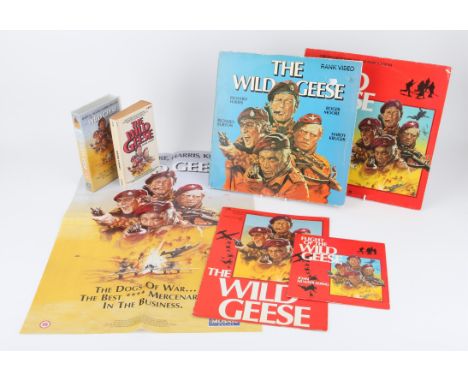 The Wild Geese (1978) Collection of items including 7 inch soundtrack single, Soundtrack album, Laser Disc album, VHS Tape, C
