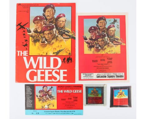 The Wild Geese (1978) Collection of items from the UK Premiere on July 6th 1978 including Original ticket, Advert, Brochure, 