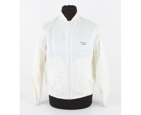 Super RARE vintage 1970s PolyGram studios engineers jacket. White nylon with PolyGram studios logo. Nylon. States size LARGE 