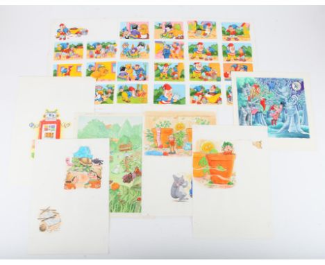 Noddy - Eight original illustrations in ink & watercolour for Enid Blyton's 'Noddy' made exclusively for BBC magazine or book
