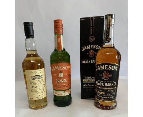 Jameson Black Barrel Reserve Series Irish Whiskey 700ml, Teaninich Highland Single 10yr Old Scotch Malt Whisky 700ml, Jameson