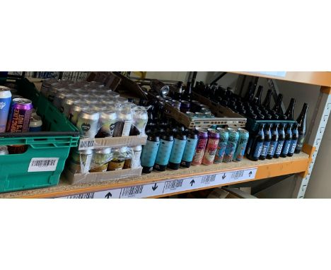 A quantity of cans/bottles of Beers, Lagers, Ciders, IPA'S and related (One Shelf).