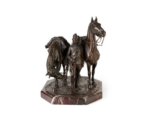 bronze, dark brown patina, signed in the bronze and inscribed 'A. Menzio &amp; C/ Frisero - Torino'49cm high, 53cm wide (incl