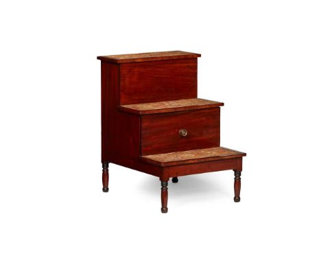 the middle step fitted with a pottery commode50cm wide, 70cm high, 62cm deep