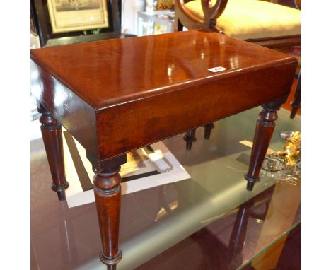 A 19th Century mahogany commode table, raised on turned legs.H-44cm, W-56cm, D-35cm
