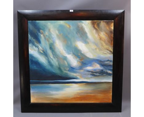 Robert Muldon, a large contemporary oil on canvas seascape, signed and in a black frame, with original receipt attached H 127