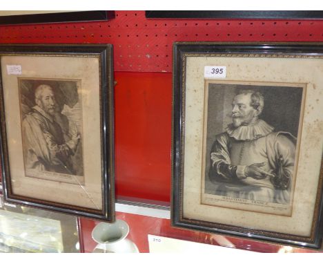 Two 18th Century portrait prints of Sebastian VS Vrancx and one other, in ebonised frames, glazed (2) 26cm x 17cm 
