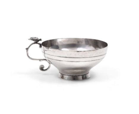 AN OTTOMAN SOLID SILVER CUP WITH DOVE THUMB-REST Ottoman Turkey, late 17th - early 18th centuryOf typical conical shape with 