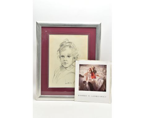 ROBERT LENKIEWICZ (BRITISH 1942-2002) A HEAD AND SHOULDERS PORTRAIT OF A SMALL CHILD, signed lower centre, pencil on paper, a