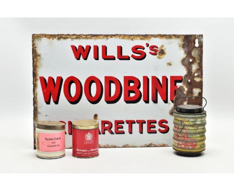 ADVERTISING INTEREST,  a double sided Wills's Woodbine Cigarettes enamel sign, red and black lettering on a white rectangular