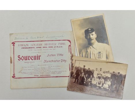 FOOTBALL PROGRAMME - EXTREMELY RARE. On the 28th April 1908, ASTON VILLA played MANCHESTER CITY at Swadlincote, Derbyshire in