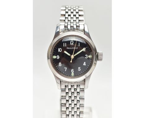 A HAND WOUND JAEGER-LECOULTRE MARK 11 'WHITE TWELVE' RAF PILOTS WRISTWATCH, black dial with white Arabic numerals to all posi