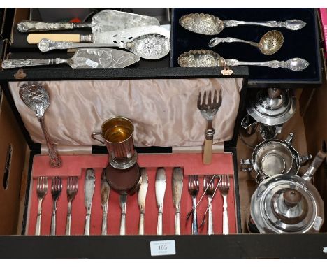 Art Deco four-piece epns tea service to/w various flatware etc (box)