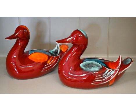 Two Poole Pottery Delphis ducks, 13cm high
