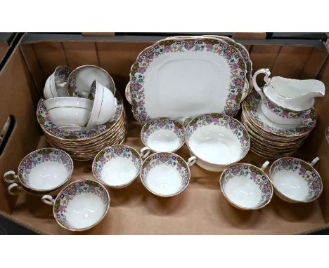 An Aynsley china tea service with decorative printed borders
