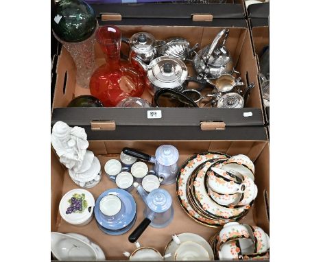 Mappin &amp; Webb electroplated four-piece tea service and other ep wares, to/w ceramics and glass including tea and coffee s