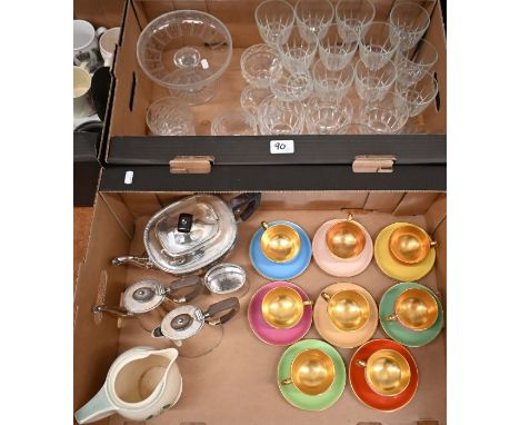 Harlequin set of eight Grosvenor China coffee cups and saucers with gilt linings,&nbsp;by Jackson &amp; Gosling Ltd., to/w an