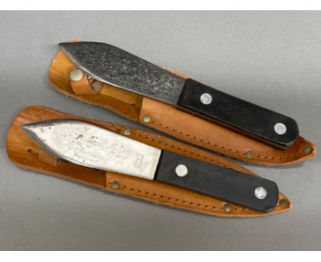 Vintage Pair of Plummet Major throwing knives (Nowill Sheffield) with leather sheaths