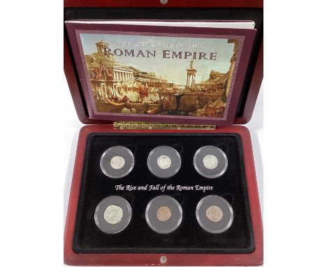 The London Mint Rise And Fall Of The Roman Empire Six Coin Set, includes a silver Empress Otacilia Severa Antoninianus, silve