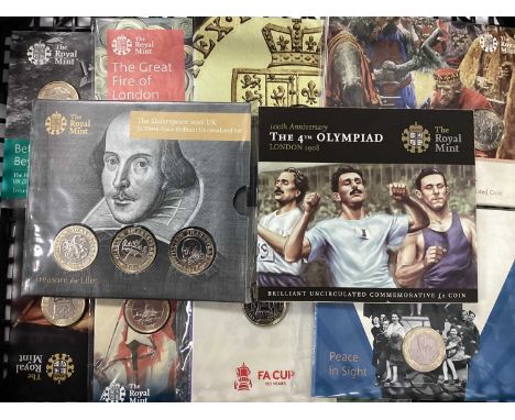 Collection Of Ten Royal Mint Brilliant Uncirculated £2 Coin Packs, including a 2017 First World War Aviation, 2016 The Great 