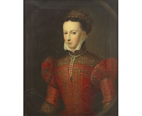 After Federico Zuccaro Portrait of Mary, Queen of Scots (1542-1587) Oil on canvas in a painted oval 76.5 x 63.5 cm; 30 x 25in