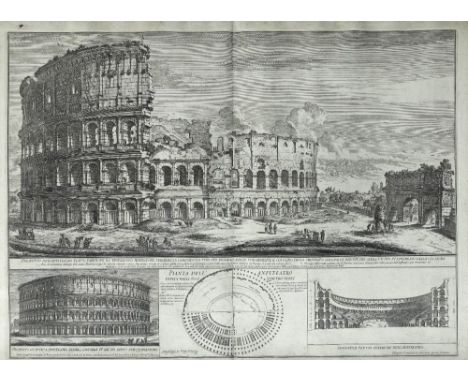 Alessandro Specchi (Italian, 1668-1729) Prospetto dell'Anfiteatro Flavio Etching Published 1703 by Domenico de Rossi (1647-17