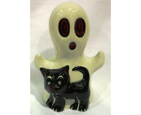 Lorna Bailey cat, Ghost, H: 12 cm. No cracks or chips. P&amp;P Group 1 (£14+VAT for the first lot and £1+VAT for subsequent l