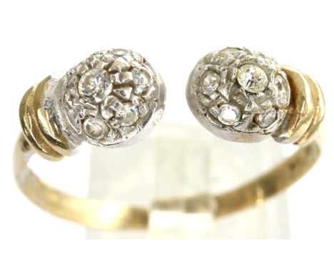9ct gold torque ring set with white stones, size T+, 2.2g. P&amp;P Group 1 (£14+VAT for the first lot and £1+VAT for subseque