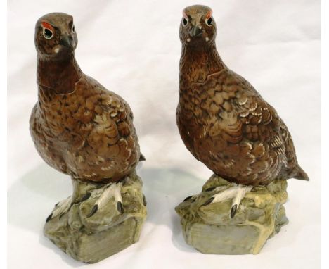 Two Royal Doulton The Famous Grouse whiskey decanters, each H: 24 cm, one head has been re-glued otherwise no chips or cracks