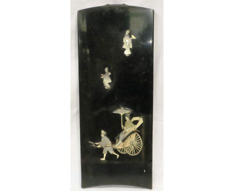 Japanese mother of pearl and bone panel, 42 x 20 cm. P&amp;P Group 3 (£25+VAT for the first lot and £5+VAT for subsequent lot