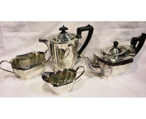 An early 20th century silver plated four piece tea service. P&amp;P Group 2 (£18+VAT for the first lot and £3+VAT for subsequ
