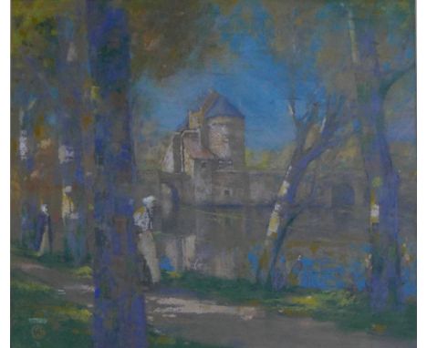European school (early 20th century): continental scene in pastel, with artist's monogram 'GA' and date '1913', 41 by 46cm, g