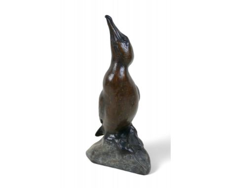 Andrew Glasby (British, b. 1970): a limited edition a half sized bronze sculpture of Cormorant, 17 by 9.5 by 34.5cm high, sig