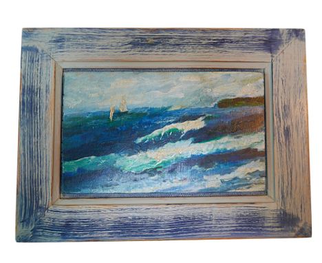 Jeremy Le Grice (British 1936–2012) "Towards Cape Cornwall" (Sennen) oil on panel, show size 24 by 15cm, frame size 35 by 2 b