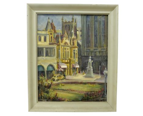 Isobel Wallis (South African, 20th century): Port Elizabeth Library, Victoria, South Africa, signed, oil on canvas, 49 by 39c