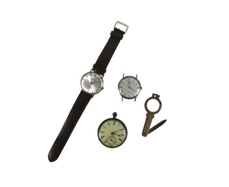 A group of three watches, comprising a 9ct gold cased gentleman's wristwatch, H. Kaufmann, London, on a leather strap, a Rota