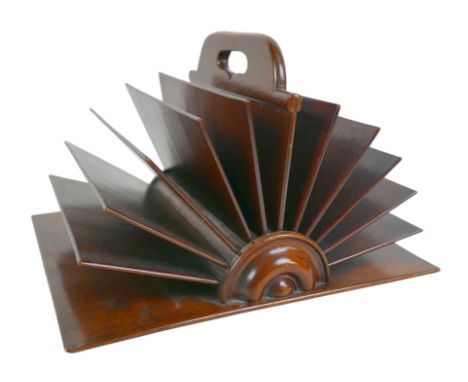 A mahogany fan shaped letter rack 22 by 23 by 18cm high. 