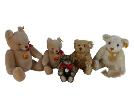 A Steiff 'Millenium' bear with medallion, together with medium size 'Teddy 23 Blond' bear, 660412/00695, together with a smal