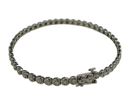 A 9ct white gold and diamond tennis bracelet, with forty eight diamonds approx 1.5ct total, 8g.